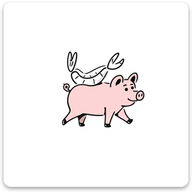 A pig with a shrimp on its back sticker