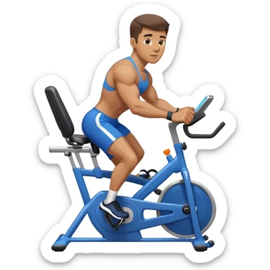 buff guy blue shorts stationary bike sticker