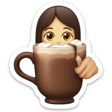 Hot chocolate that is holding a girl sticker