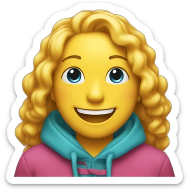 An emoji representing the feeling of joy using a combination of vibrant colors and a smiling face. sticker