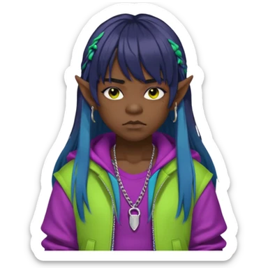  portrait-of-a-orc-k-pop-idol,-wearing-a-stylish-streetwear-outfit-with-layered-colorful-clothing,-long-hair-with-bangs,-makeup,- sticker