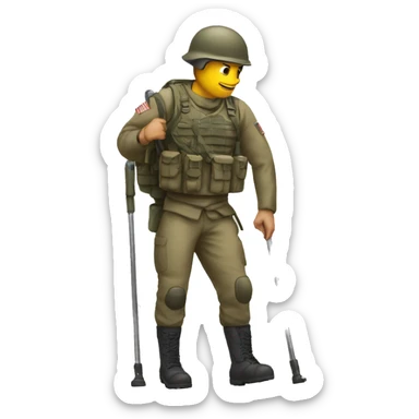 soldier with a crutch sticker