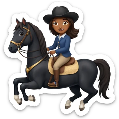 Brown girl on black shire horse  sticker