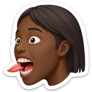 Tête de profil, et qui fait chute en montrant sa bouche sticker