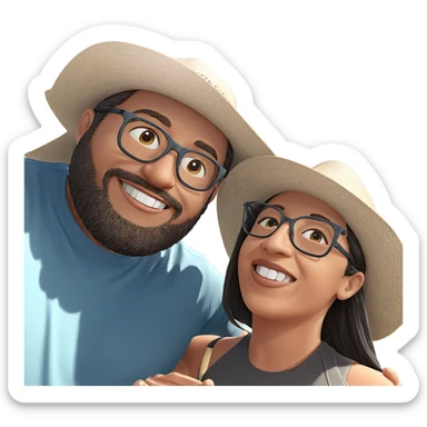 smiling couple outdoors in sunlight sticker