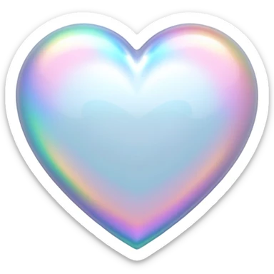white heart with holographic shine sticker