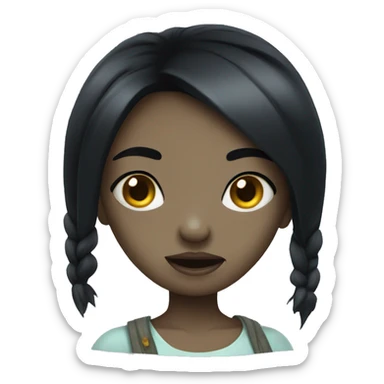 Zumbi girl, black hair sticker