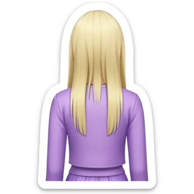 back view of a person, blonde with long straight hair, wearing pastel purple clothes, variation 3 sticker