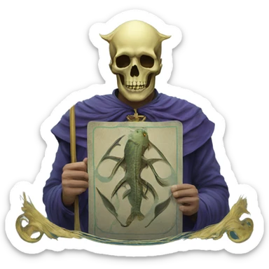 Pisces man death tarot card sticker