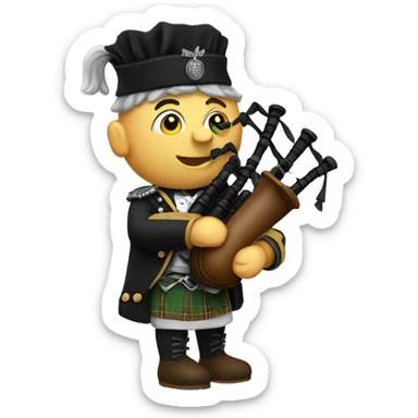 Grant playing the bagpipes sticker