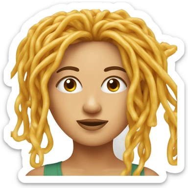 a woman’s face with spaghetti as hair sticker