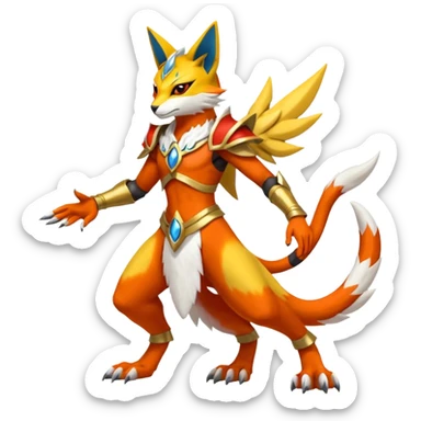 Latias-Koraidon-Renamon-Zeraora-Bastet-Fakémon-fusion-creature, full body sticker