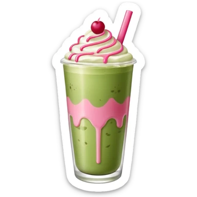 iced matcha latte red pink berry  sticker