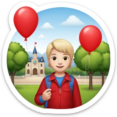 Child + balloon, Park Visitor. with park. sticker
