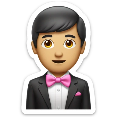 a Asia divided bangs Gay headhunter with pink bow tie sticker