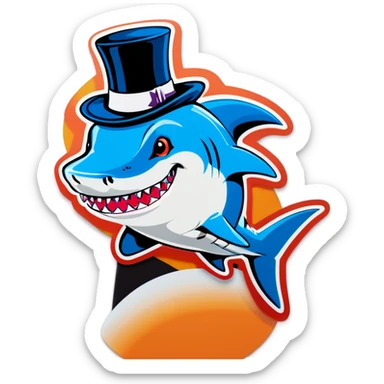 Shark with a top hat sticker