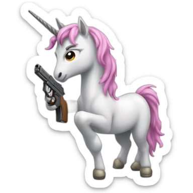 unicorn with a gun sticker