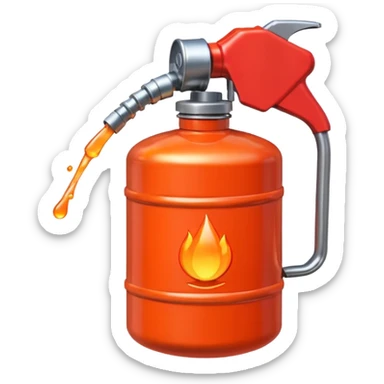 simple red gasoline canister plain dispensing orange drops of fuel sticker