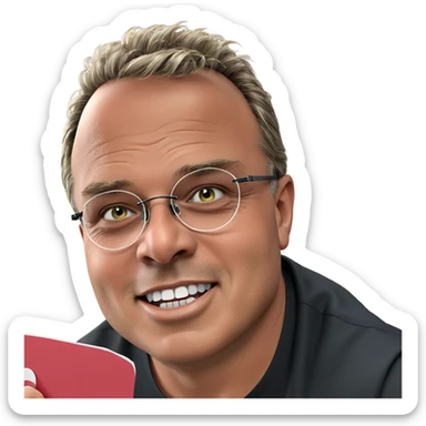 smiling boy in black shirt sticker