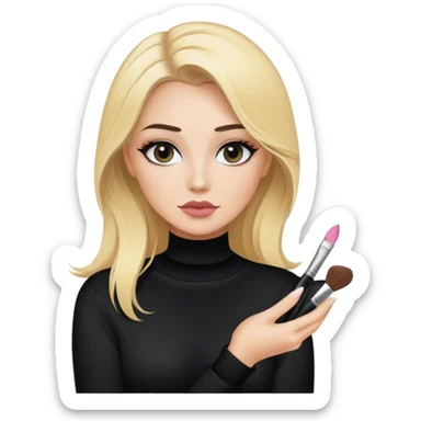 portrait of blonde makeup artist, luxury, black sweater sticker