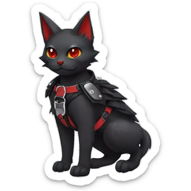 cool edgy cute black punk red fantasy nargacuga-bat-cat-Fakemon collar harness full body sticker