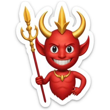 A red demon smiley face holding a trident and it looks like this (😈) but red and holds a golden trident sticker