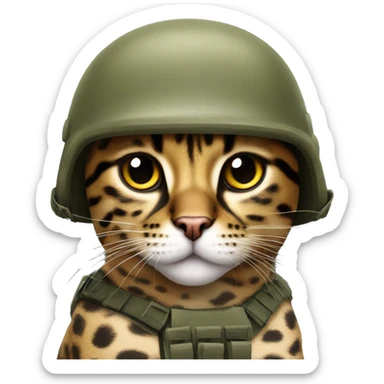 leopard cat in a military helmet sticker