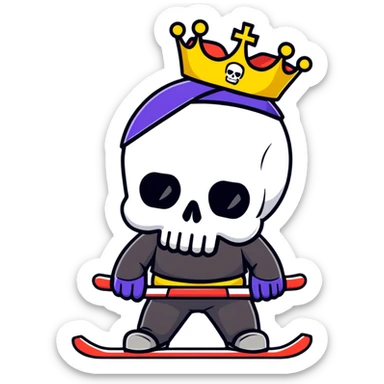 cool skull with a royal crown and a ski mask sticker