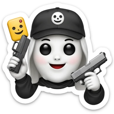 Emoji de Fantasma con glock 19 en la mano izquierda y con gorra sticker