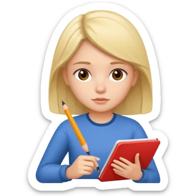 girl writing on a notebook sticker
