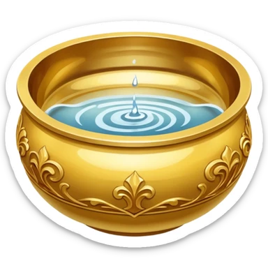 ornate gold bowl top view filled with water sticker
