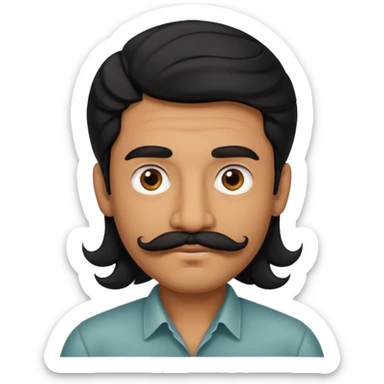 Indian fat guy south Indian wavy medium black hair ,tan darker skin sticker