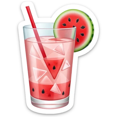 very light pink lemonade in glass with triangle chunk of watermelon on rim no straw sticker