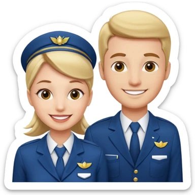 female flight attendant working with her male colleague sticker