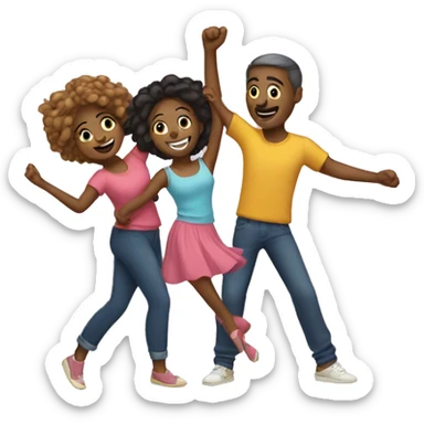 Parents and 2 daughters dancing sticker