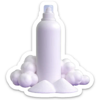 baby powder bottle with puff of white powder sticker
