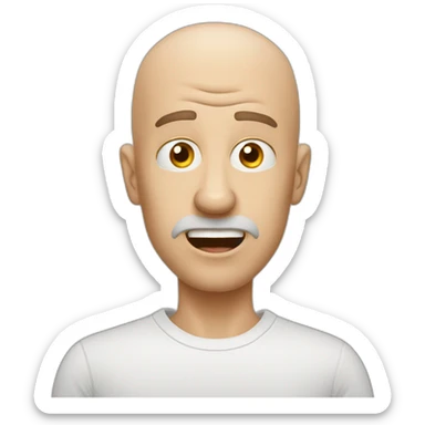 Funny emoji of a deranged bald white male sticker