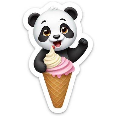 Panda eating ice cream sticker