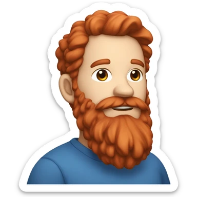 caseoh, a raly fat streamer with red hair and a long beard and blue shirt sticker