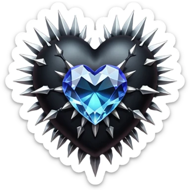 black heart with thorns and a crystal, dark romance sticker