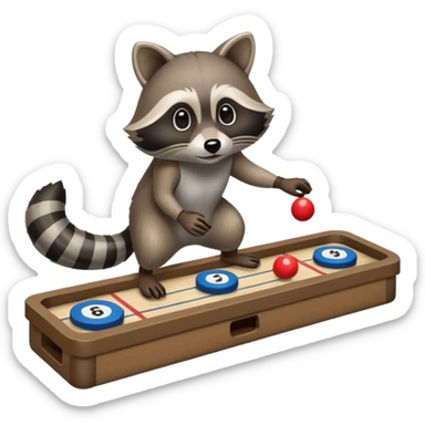 Raccoon playing floor shuffleboard sticker