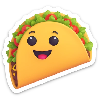 Make the taco much bigger and more visible, keeping the playful 3D emoji style, with no background. sticker