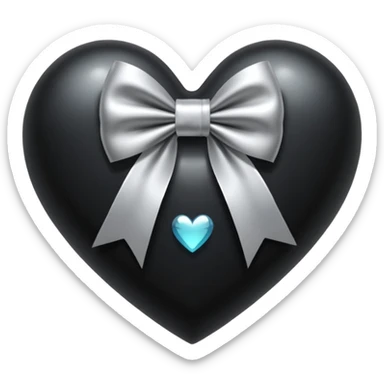 transparent black heart with a silver bow and heart pattern on the bow sticker