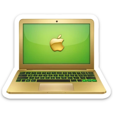 laptop without logotips in golden and green colours sticker
