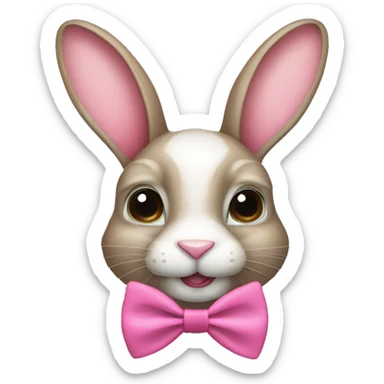 rabbit with pink bow tie sticker