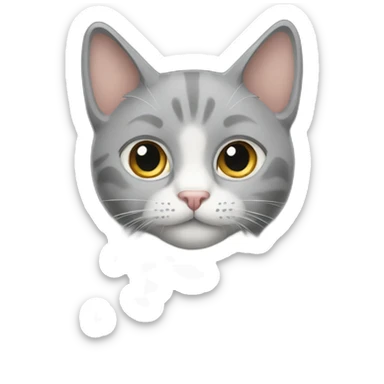 grey cat with sheba package sticker