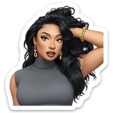 black-haired girl with jewelry sticker