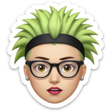 extreme mohawk person face headband glassess excessive makeup glowing hair sticker
