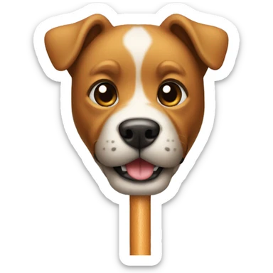 A dog holding a plunger sticker