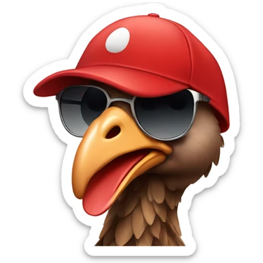 Turkey with red baseball hat and sunglasses sticker